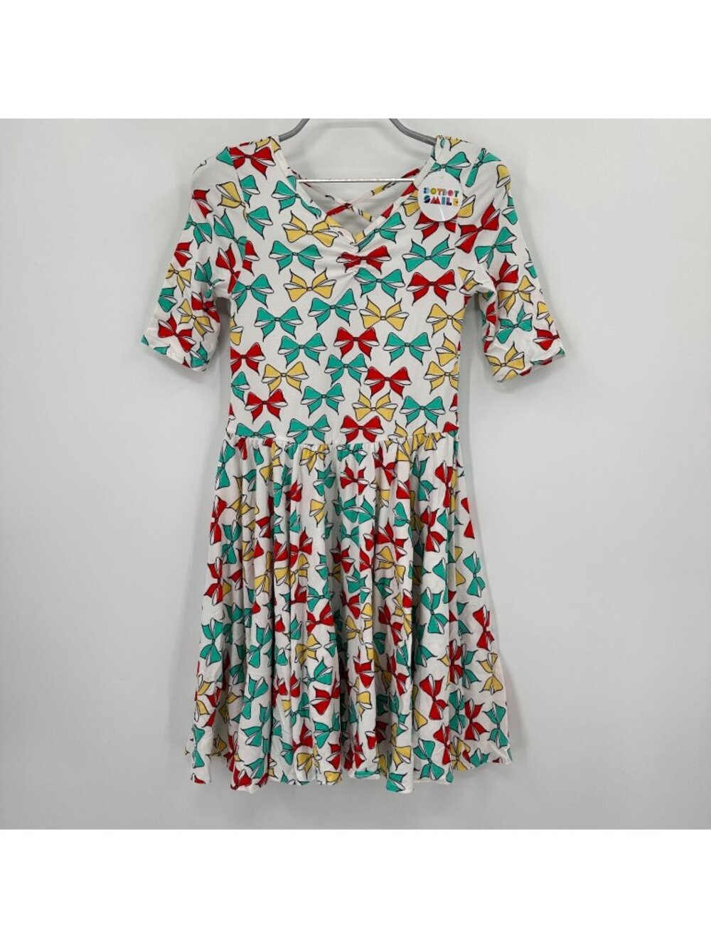Dot Dot Smile Girl's Ballerina Skater Dress sz 11 NWT Short Sleeve Christmas Bow